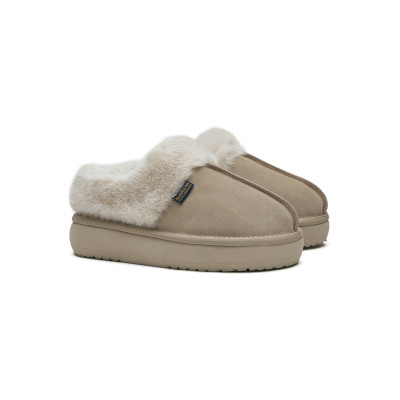 CLOUDY 平底毛皮穆勒鞋 FLATFORM FUR MULES - SAND CLOUDY 平底毛皮穆勒鞋 FLATFORM FUR MULES - SAND